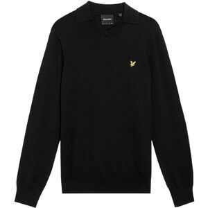 Lyle & Scott Mens Logo Collared Sweater / Jet Black